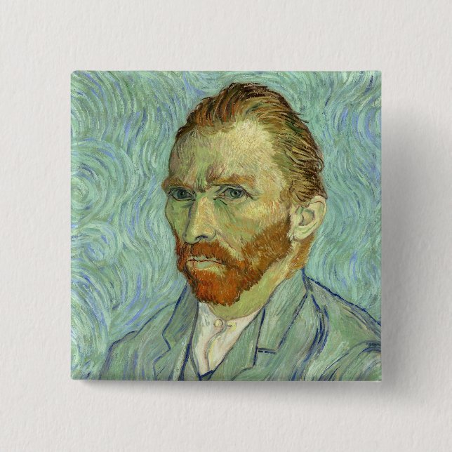 Vincent Van Gogh Self Portrait Fine Art Painting 15 Cm Square Badge (Front)