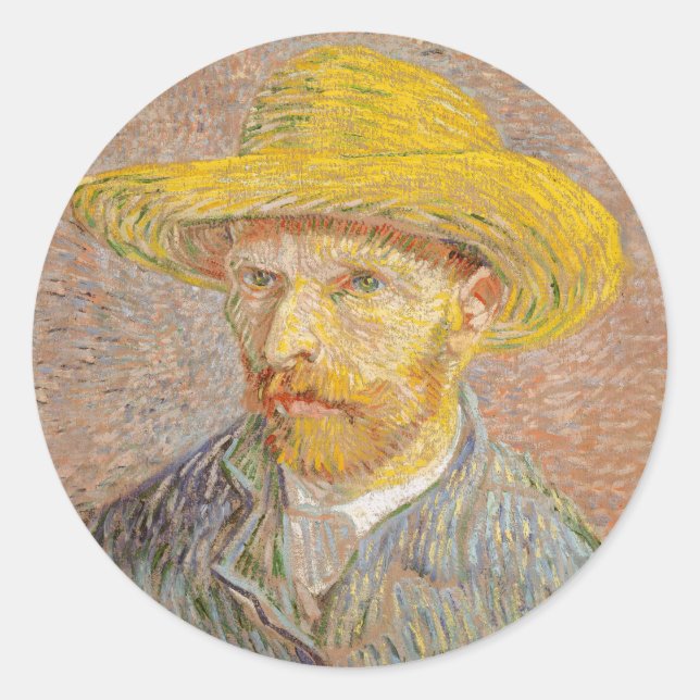 Vincent Van Gogh Self Portrait impressionist paint Classic Round Sticker (Front)