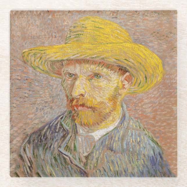 Vincent Van Gogh Self Portrait impressionist paint Glass Coaster (Front)