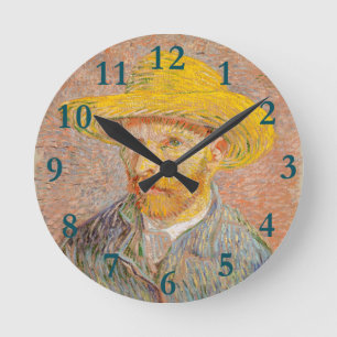 Vincent Van Gogh Self Portrait impressionist paint Round Clock