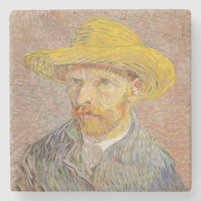 Vincent Van Gogh Self Portrait impressionist paint Stone Coaster (Front)