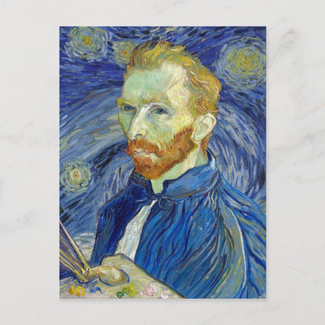 Vincent van Gogh Self-Portrait Starry Night Postcard (Front)