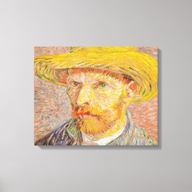 Vincent Van Gogh Self Portrait Straw Hat Canvas Print (Front)