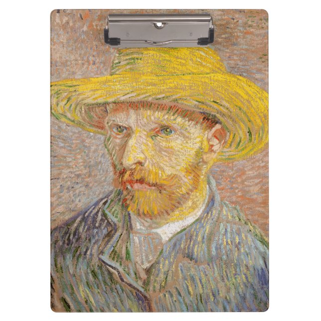 Vincent Van Gogh Self Portrait Straw Hat Clipboard (Front)