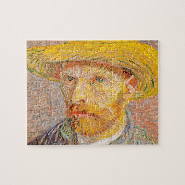 Vincent Van Gogh Self Portrait Straw Hat Jigsaw Puzzle (Horizontal)