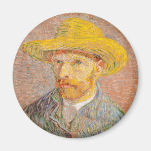 Vincent Van Gogh Self Portrait Straw Hat Magnet