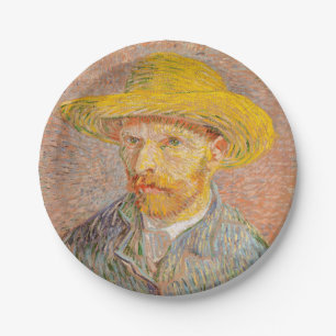 Vincent Van Gogh Self Portrait Straw Hat Paper Plate