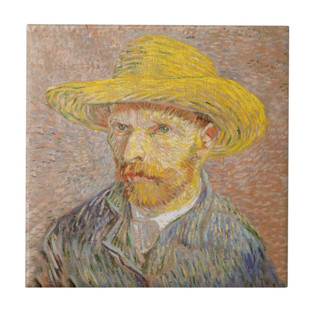 Vincent Van Gogh Self Portrait Straw Hat Tile (Front)