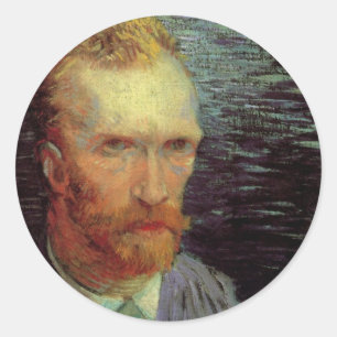Vincent van Gogh Self Portrait, Vintage Fine Art Classic Round Sticker