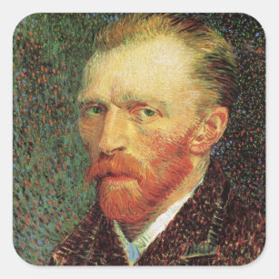 Vincent van Gogh Self Portrait, Vintage Fine Art Square Sticker