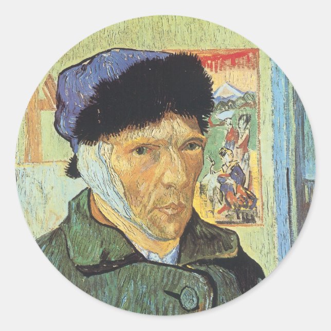 Vincent van Gogh - Self Portrait with Bandaged Ear Classic Round Sticker (Front)