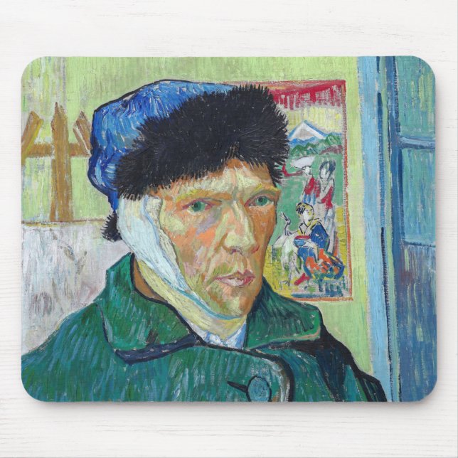 Vincent van Gogh - Self-portrait with bandaged ear Mouse Mat (Front)