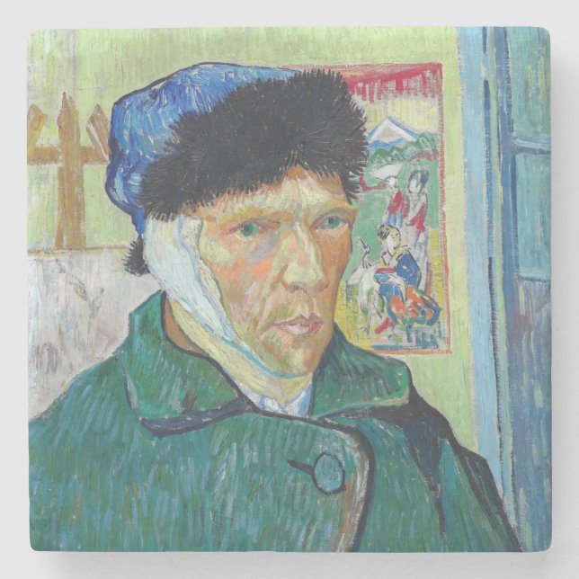 Vincent van Gogh - Self-portrait with bandaged ear Stone Coaster (Front)