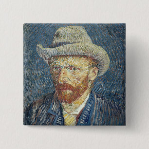 Vincent van Gogh Self Portrait with Felt Hat 15 Cm Square Badge