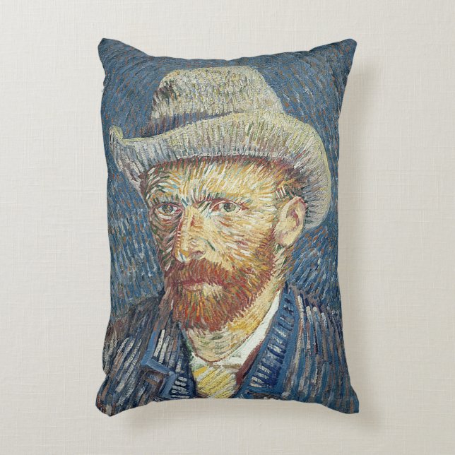 Vincent van Gogh | Self Portrait with Felt Hat Decorative Cushion (Front(Vertical))