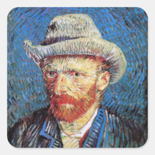 Vincent Van Gogh Self Portrait With Grey Felt Hat Square Sticker