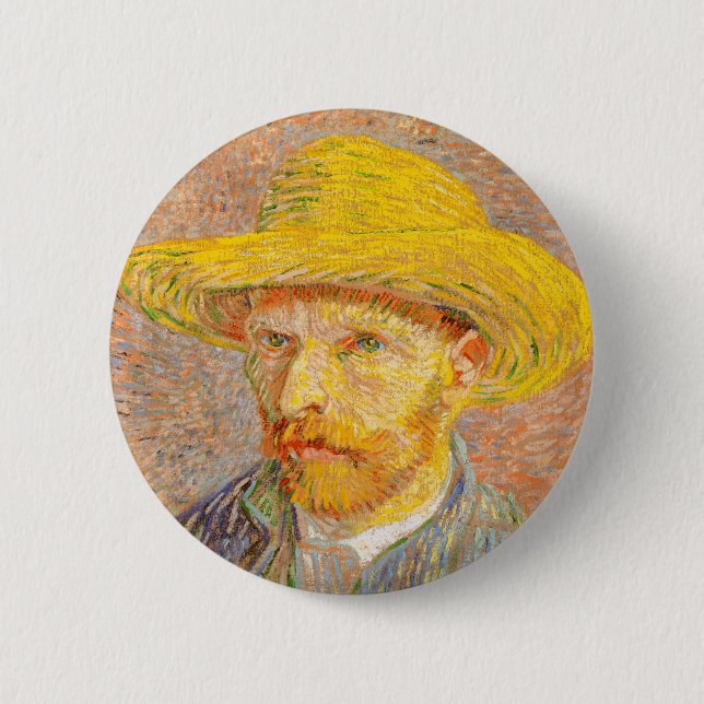 Vincent Van Gogh Self Portrait with Straw Hat Art 6 Cm Round Badge (Front)