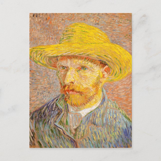 Vincent Van Gogh Self Portrait with Straw Hat Art Postcard (Front)