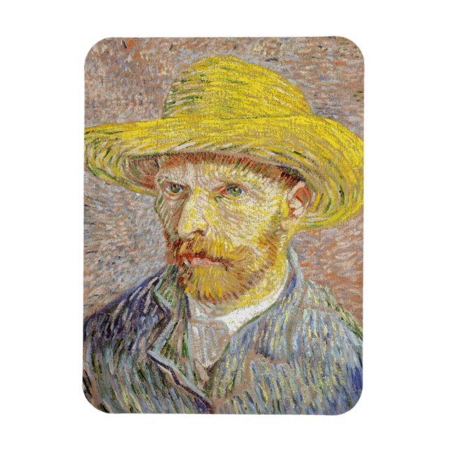 Vincent van Gogh - Self-portrait with Straw Hat Magnet (Vertical)