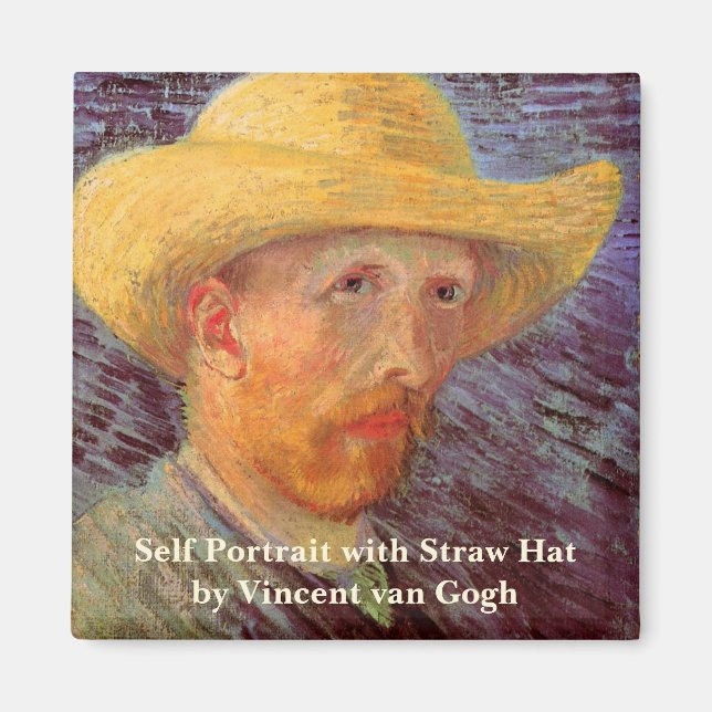 Vincent van Gogh Self Portrait with Straw Hat Magnet (Front)