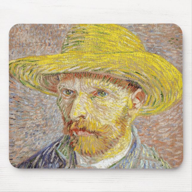 Vincent van Gogh - Self-portrait with Straw Hat Mouse Mat (Front)