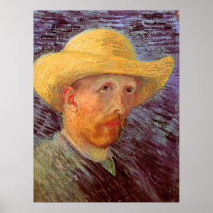 Vincent van Gogh Self Portrait with Straw Hat Poster