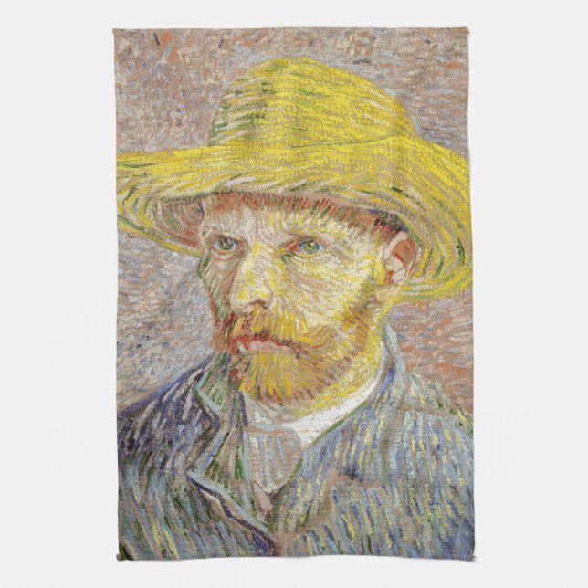 Vincent van Gogh - Self-portrait with Straw Hat Tea Towel (Vertical)