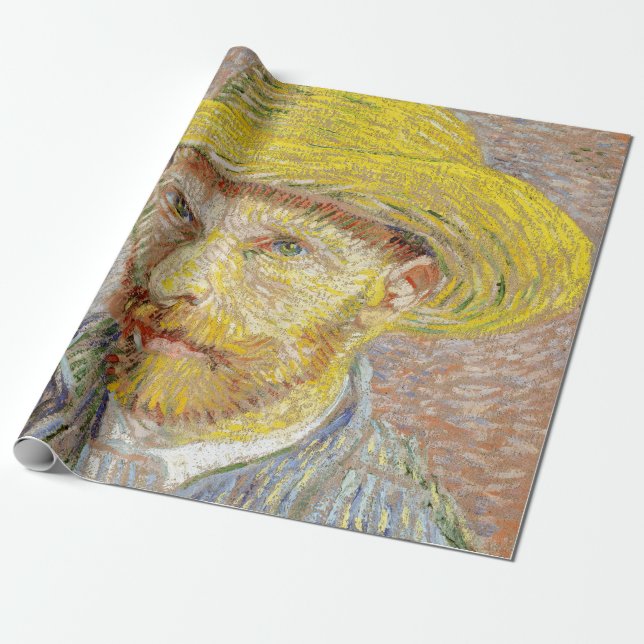 Vincent van Gogh - Self-portrait with Straw Hat Wrapping Paper (Unrolled)