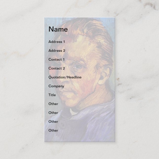 Vincent Van Gogh - Self Portrait Without Beard Business Card (Front)