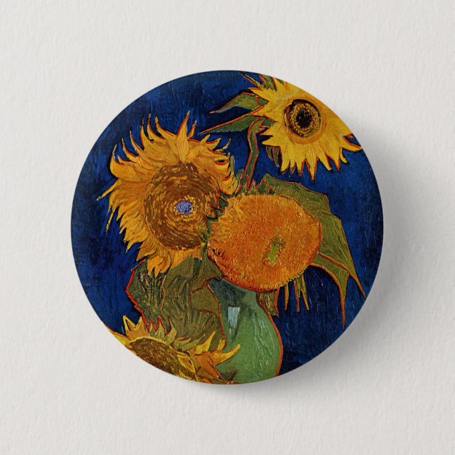 Vincent van Gogh Six Sunflowers Floral GalleryHD 6 Cm Round Badge (Front)