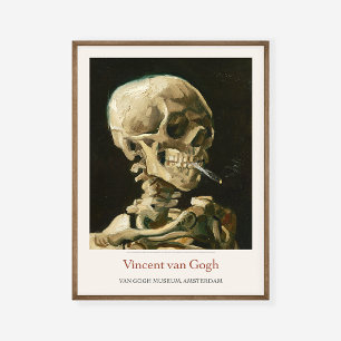 Vincent Van Gogh Skeleton Burning Cigarette Skull Poster