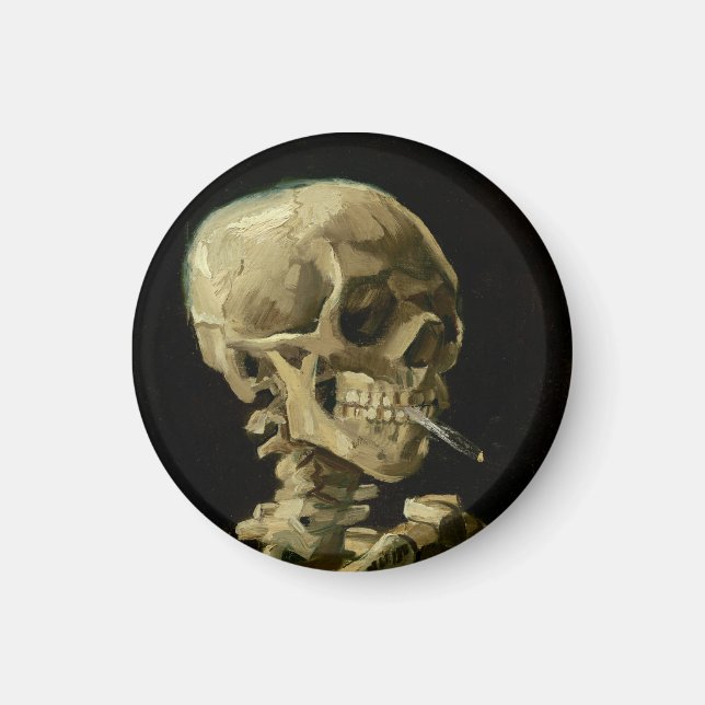 Vincent Van Gogh Skeleton with a Burning Cigarette Magnet (Front)