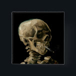 Vincent van Gogh - Skull with Burning Cigarette 15 Cm Square Badge<br><div class="desc">Head of a Skeleton with a Burning Cigarette / Skull with Burning Cigarette / Crane de squelette fumant une cigarette - Vincent van Gogh,  1885</div>