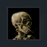 Vincent van Gogh - Skull with Burning Cigarette 15 Cm Square Badge<br><div class="desc">Head of a Skeleton with a Burning Cigarette / Skull with Burning Cigarette / Crane de squelette fumant une cigarette - Vincent van Gogh,  1885</div>