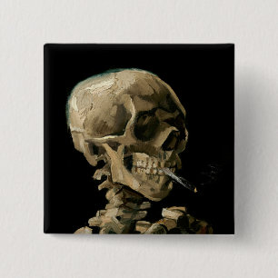 Vincent van Gogh - Skull with Burning Cigarette 15 Cm Square Badge