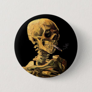 Vincent Van Gogh - Skull With Burning Cigarette 6 Cm Round Badge