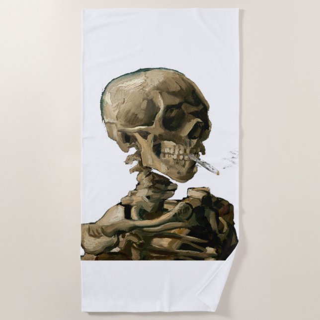 Vincent van Gogh - Skull with Burning Cigarette Beach Towel (Front)