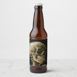 Vincent van Gogh - Skull with Burning Cigarette Beer Bottle Label
