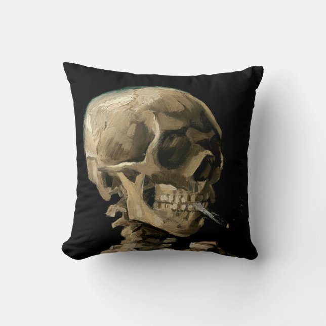Vincent van Gogh - Skull with Burning Cigarette Cushion (Front)