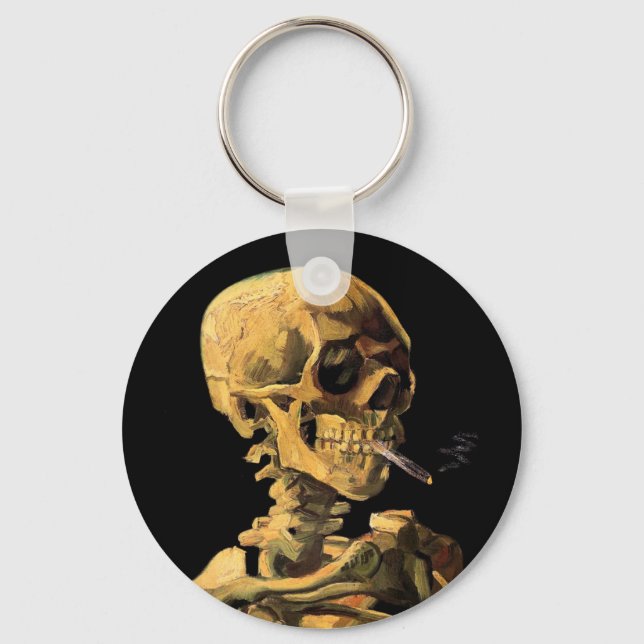 Vincent Van Gogh - Skull With Burning Cigarette Key Ring (Front)