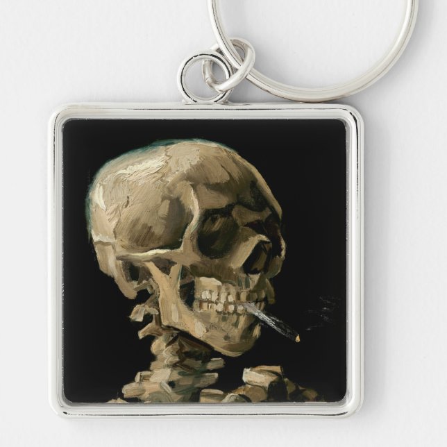 Vincent van Gogh - Skull with Burning Cigarette  Key Ring (Front)