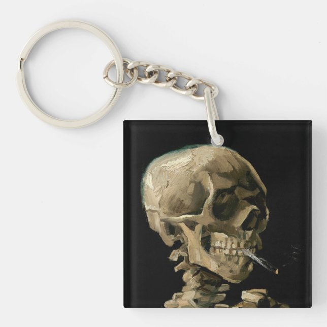 Vincent van Gogh - Skull with Burning Cigarette Key Ring (Front)