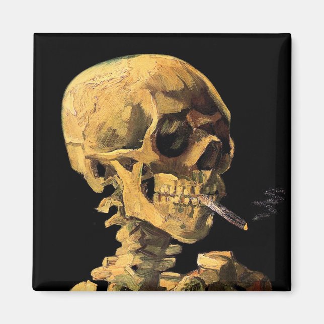 Vincent Van Gogh - Skull With Burning Cigarette Magnet (Front)