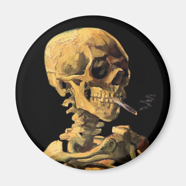 Vincent Van Gogh - Skull With Burning Cigarette Magnet (Front)