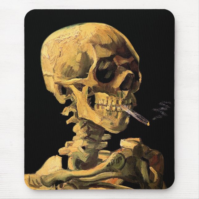 Vincent Van Gogh - Skull With Burning Cigarette Mouse Mat (Front)
