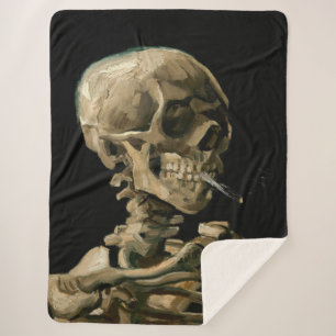 Vincent van Gogh - Skull with Burning Cigarette Sherpa Blanket