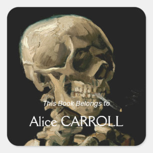 Vincent van Gogh - Skull with Burning Cigarette Square Sticker