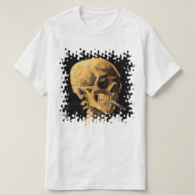 Vincent Van Gogh - Skull With Burning Cigarette T-Shirt (Design Front)