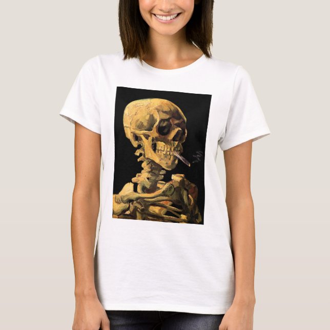 Vincent Van Gogh - Skull With Burning Cigarette T-Shirt (Front)