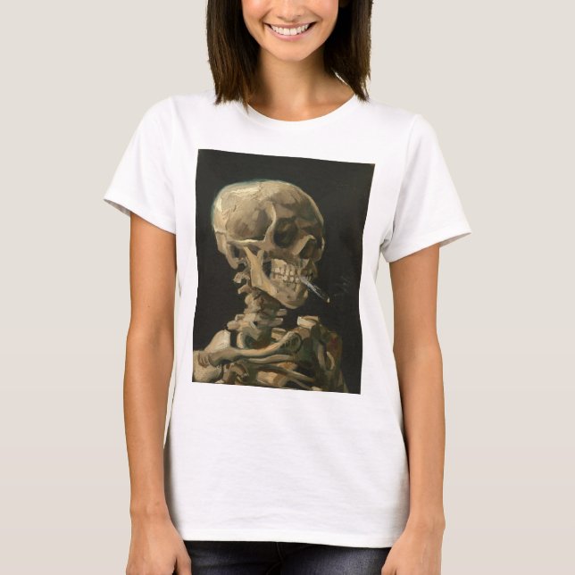 Vincent Van Gogh - Skull with Burning Cigarette T-Shirt (Front)